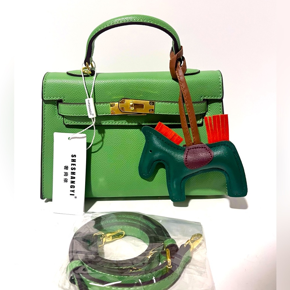 Sheshangyi NWT Epsom Leather Vert Yucca Top Handle Mini Satchel Crossbody